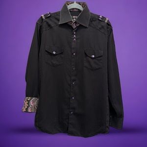 BERTIGO Men’s Dress Fitted Shirt size L